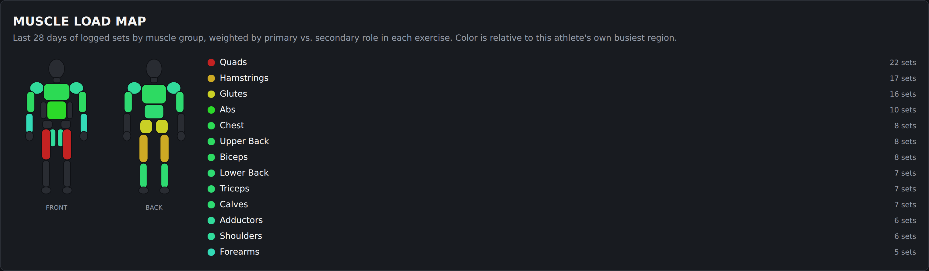 Muscle load map analytics
